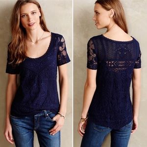 Anthropologie embroidered blouse size L